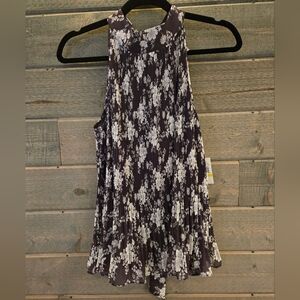 1. State Purple Cream Floral Pleated Tie Neck Blouse Top - Women's Medium, NWT